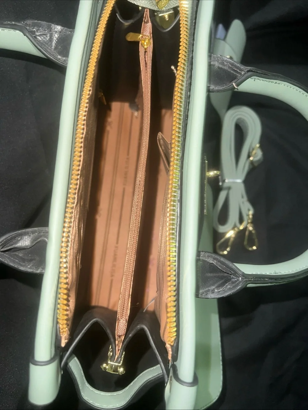 Mint Green Croc-Embossed Satchel Handbag with Wallet & Strap